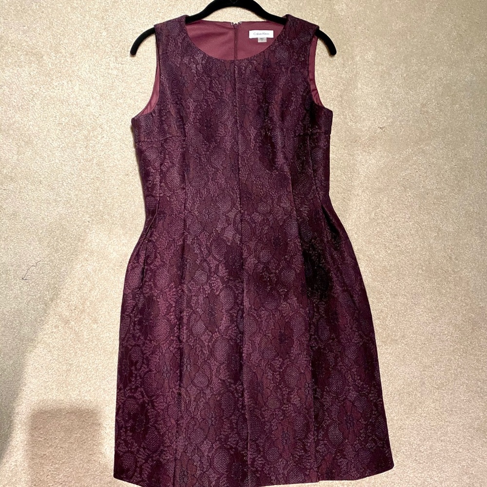 Calvin Klein Dress Lacy Plum, Size 12